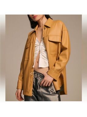 Anthropologie Maeve Faux Leather shirt jacket